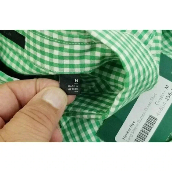 Hawker Rye Medium Slim Men's Stich Fix Button Down Green White Check Long Sleeve - Picture 3 of 10